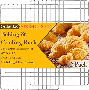2PCS Cooling Racks for Cooking and Baking - 10" x 15"Heavy Duty Stainless Steel Wire Rack for Bak... | Amazon (US)