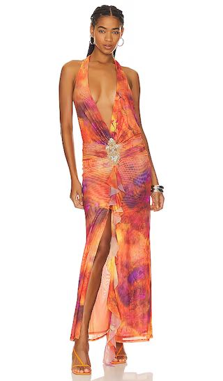 Cindy Plunge Dress in Orange Multi | Revolve Clothing (Global)