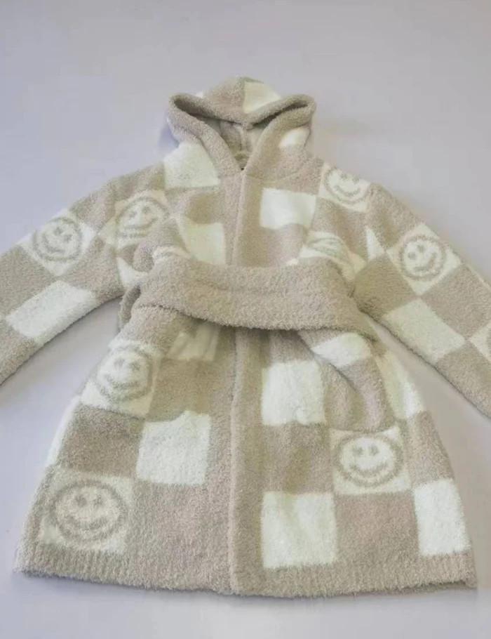 TSC x Tia Booth: Checkered Smiley Children's Robe | The Styled Collection