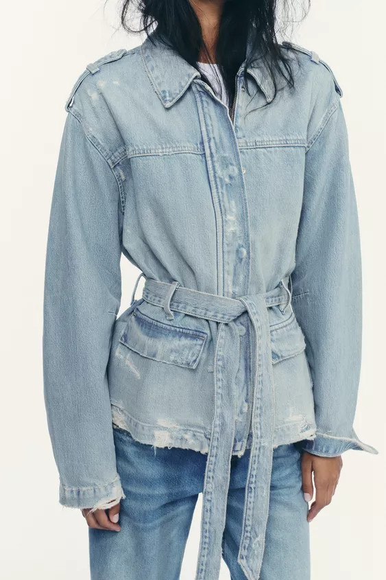 BELTED TRF DENIM JACKET | Zara US
