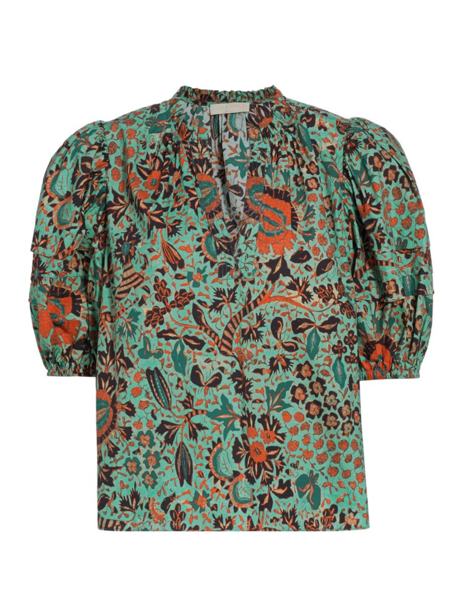 Imari Printed Puff-Sleeve Top | Saks Fifth Avenue