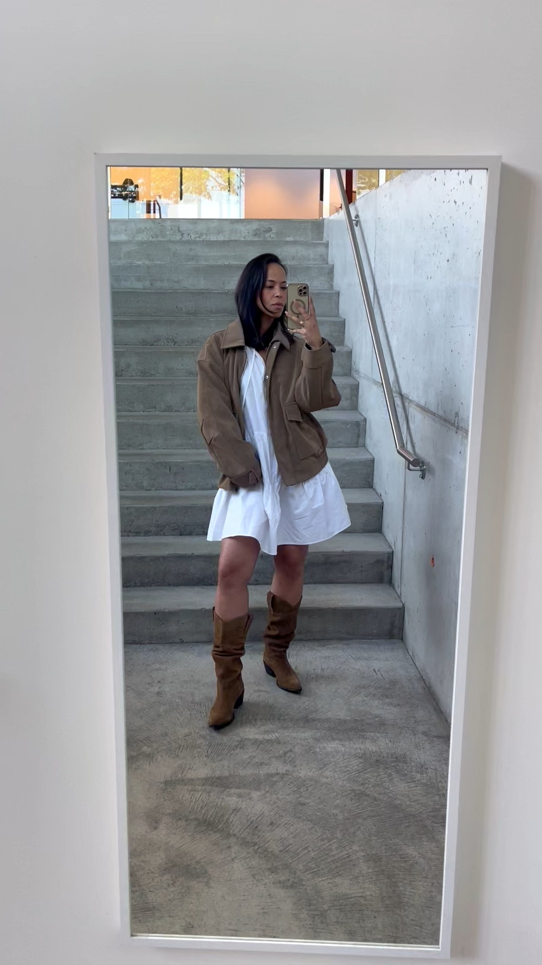 You can take a girl out of Texas but… you know how it goes! Loving a cowboy boot with a feminine dress! Also this faux suede jacket is butter-soft! I can’t link the boots, they are from Zara search: split leather high-heeled boot. 
The dress is old h&m  

#LTKFashionMonth #LTKcanada #LTKstyletip