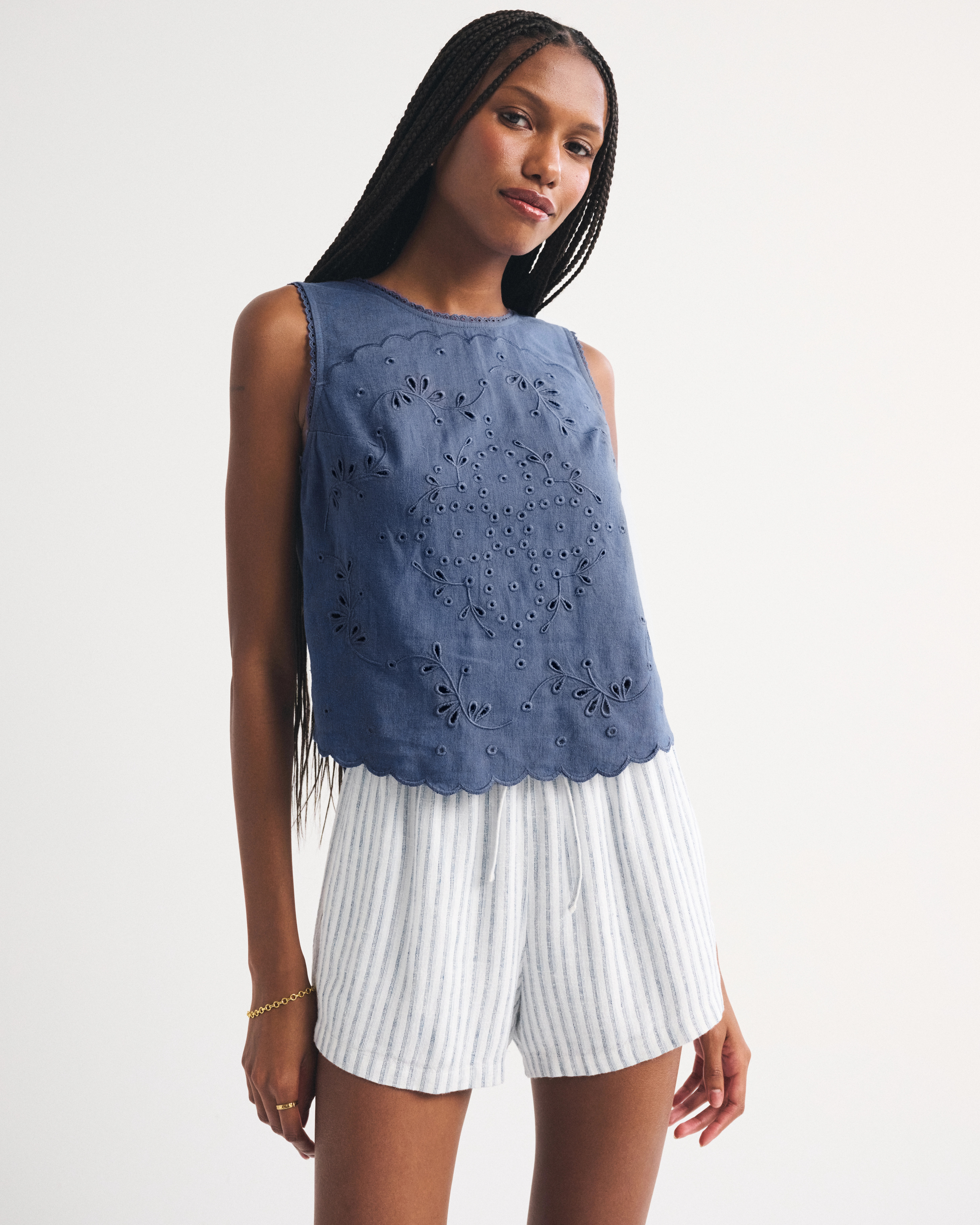 Linen-Blend Tie-Back Top | Abercrombie & Fitch (US)
