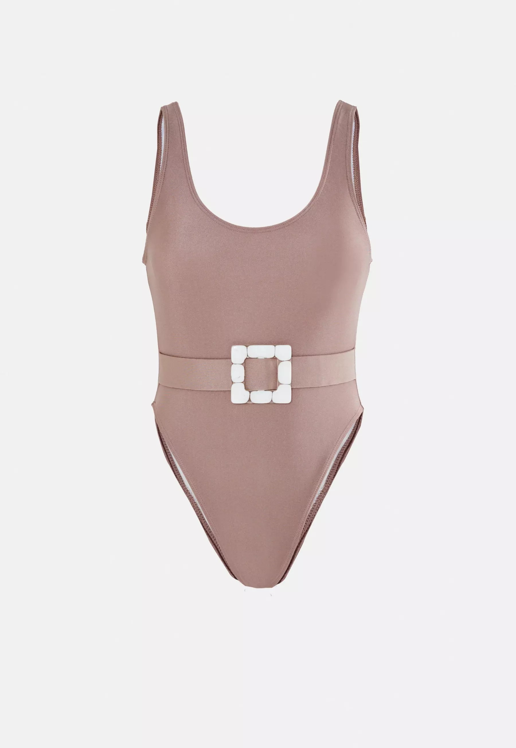 Tall Mocha Scoop High Leg Swimsuit | Missguided (US & CA)