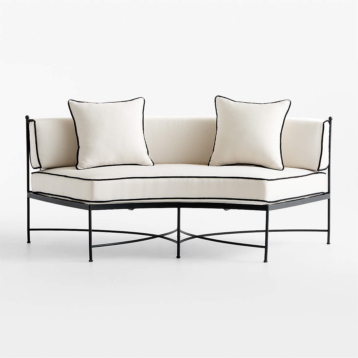 Galleria 72" Metal Outdoor Curved Sofa with Cushions | Crate & Barrel | Crate & Barrel