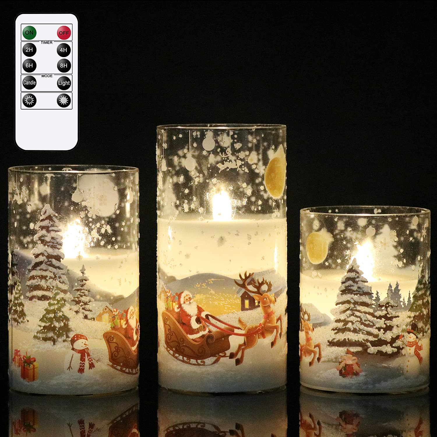 DRomance Santa Claus Glass Flameless Candles Battery Operated Remote and Timer Real Wax LED Flick... | Amazon (US)