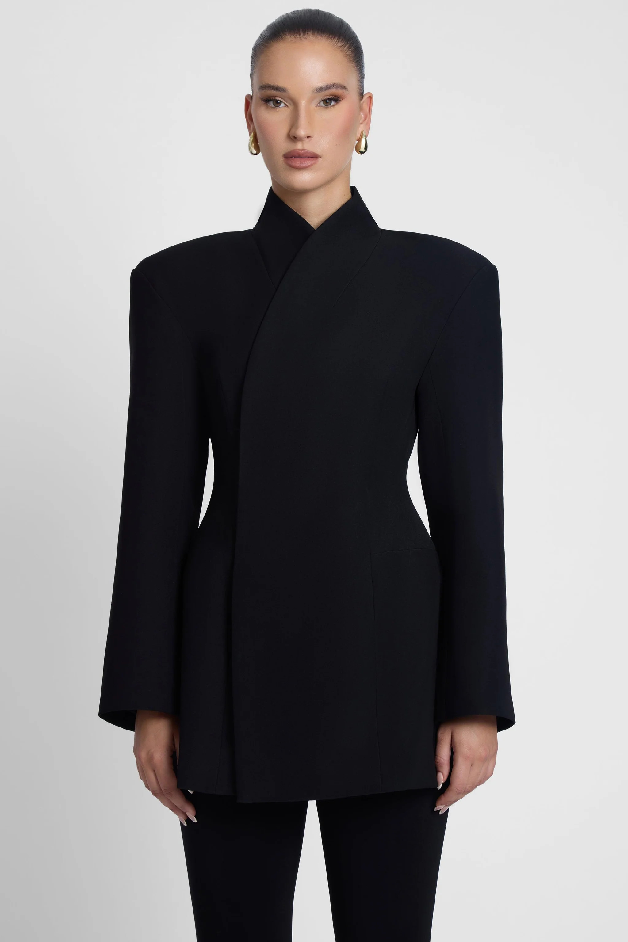 Cairo Hourglass Belted Coat - Black | LEAU (US)