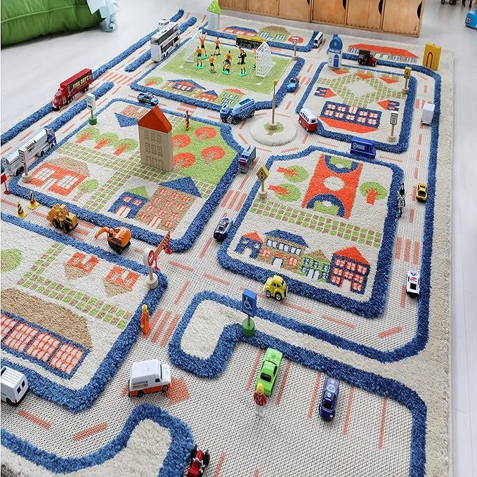 IVI 3D Play Carpets, 59 x 39 Inch, Traffic Educational Toddler Mat Rug for Bedroom, Kids Den, or ... | Amazon (US)