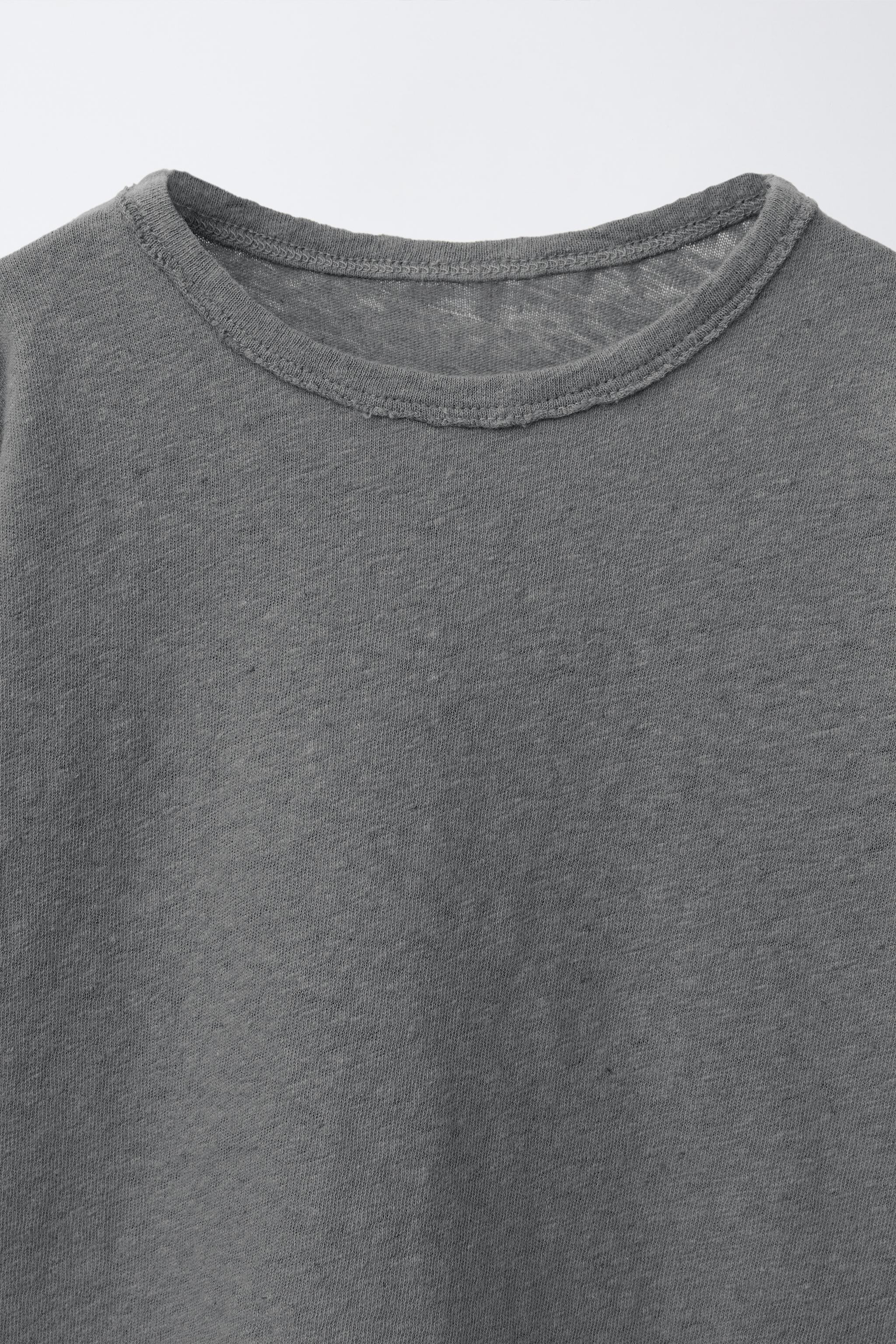 PLAIN LINEN AND COTTON T-SHIRT | Zara US