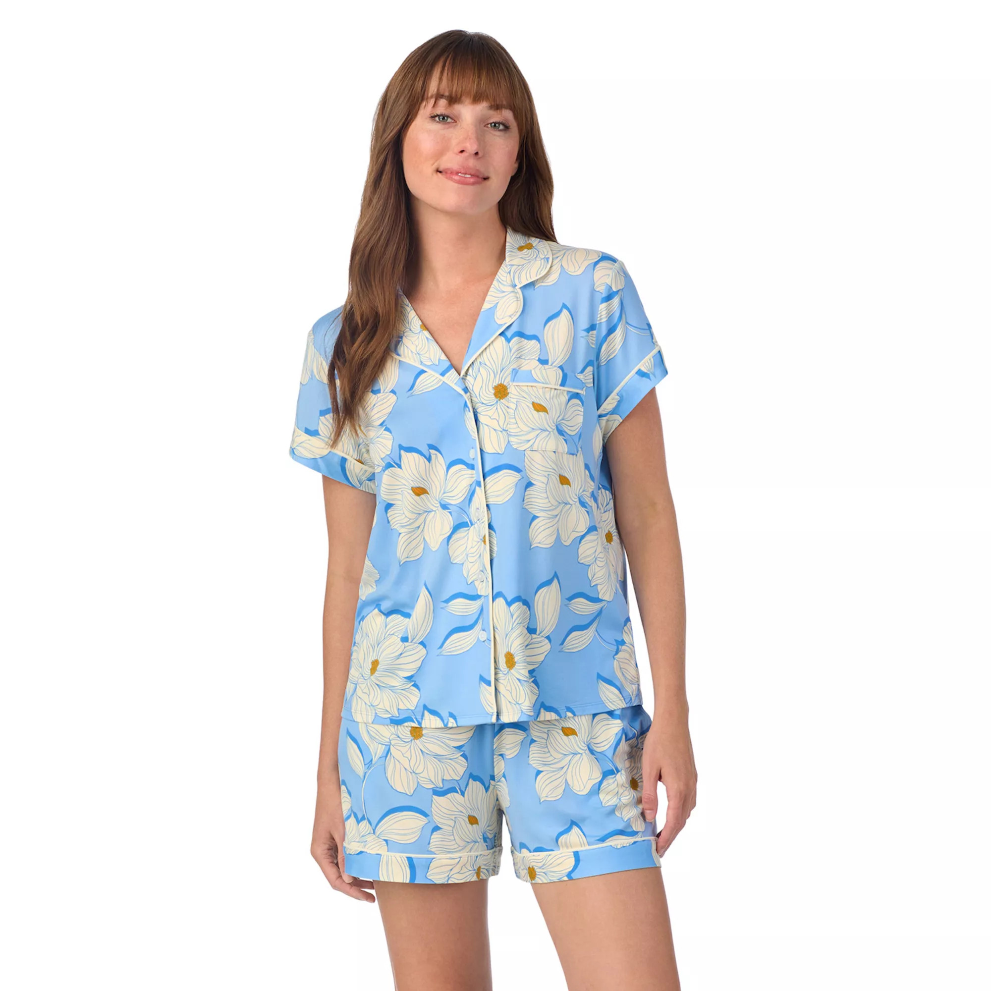 Women's Draper James 2-Piece Printed Cozy Short Sleeve Notch Collar Pajama Top & Pajama Shorts Se... | Kohl's