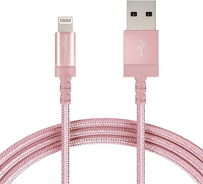 Amazon Basics Nylon Braided Lightning to USB A Cable, MFi Certified Apple iPhone Charger, Rose Go... | Amazon (US)