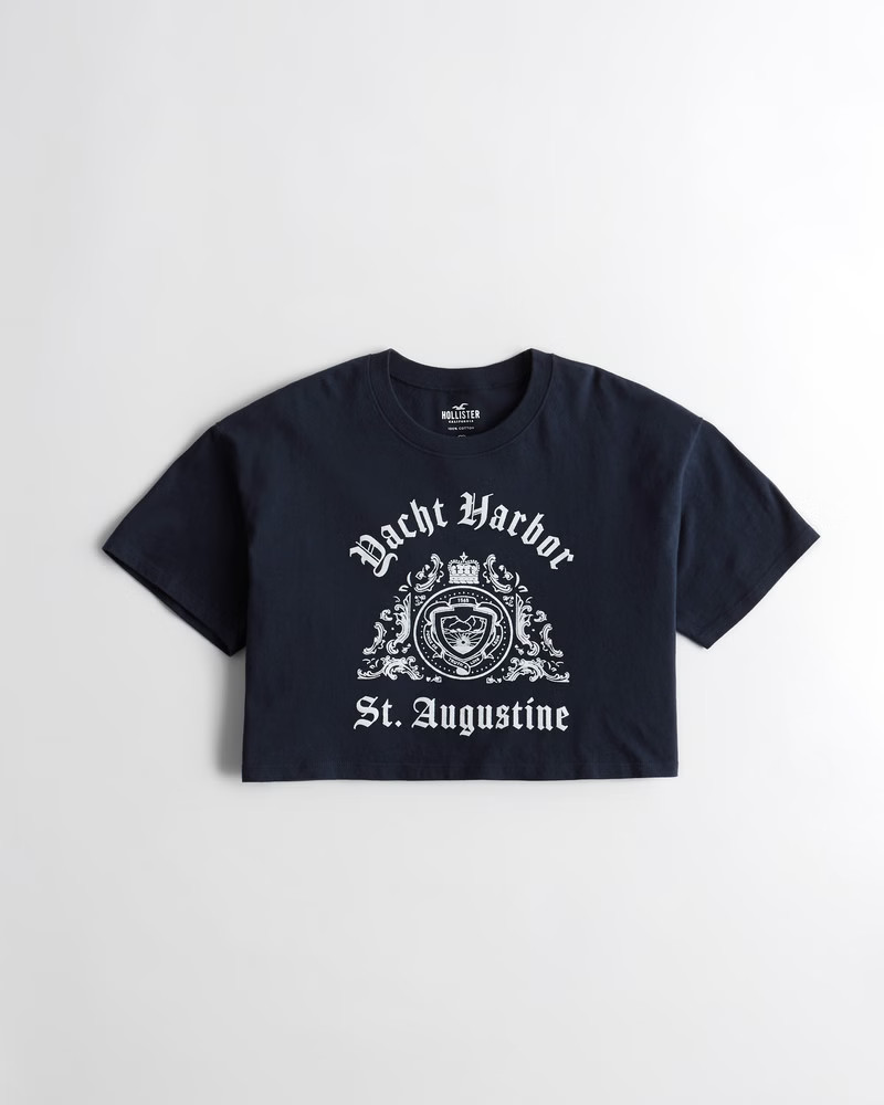 Girls Oversized Print Graphic Crop Dad Tee from Hollister | Hollister (US)