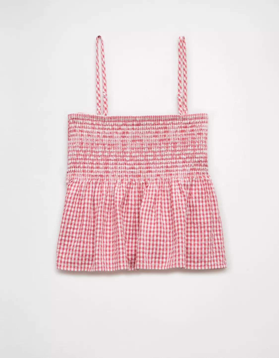AE Smocked Gingham Babydoll Tube Top | American Eagle Outfitters (US & CA)