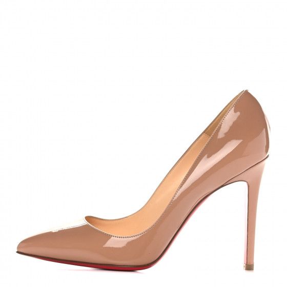 CHRISTIAN LOUBOUTIN Patent Pigalle Follies 100 Pumps 37 Nude | Fashionphile