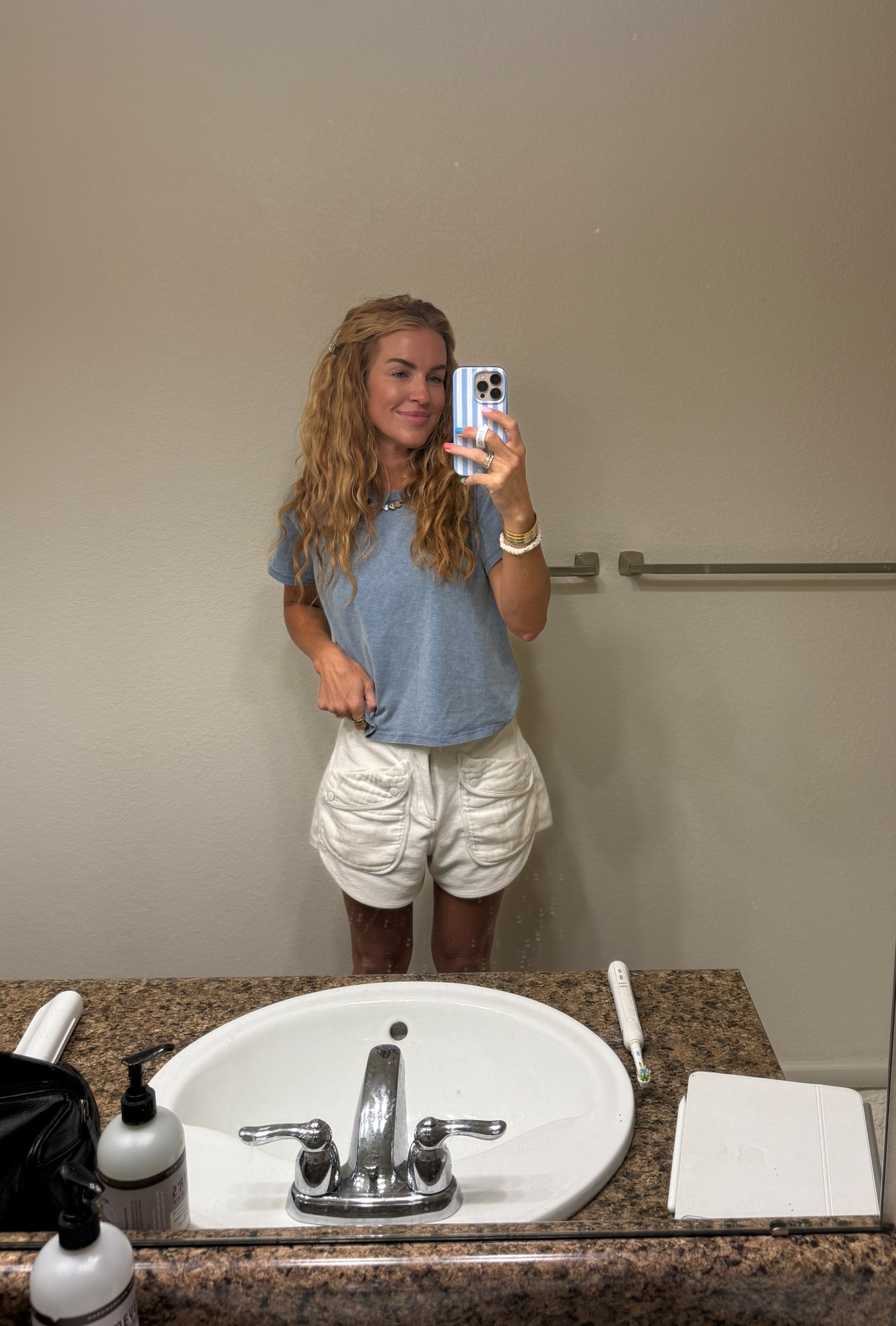 Wearing a medium in the shirt and XS in the shorts! 

Free People
Z Supply