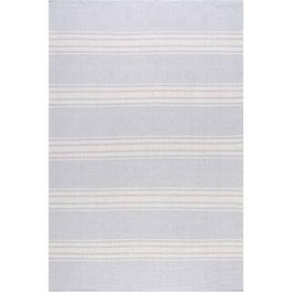 Bergamot Striped Cotton Light Blue Doormat 3 ft. x 5 ft. Area Rug | The Home Depot