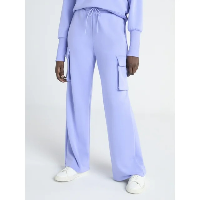 Scoop Women’s and Women’s Plus Scubaknit Wide Leg Cargo Sweatpants, Sizes XS-4X | Walmart (US)