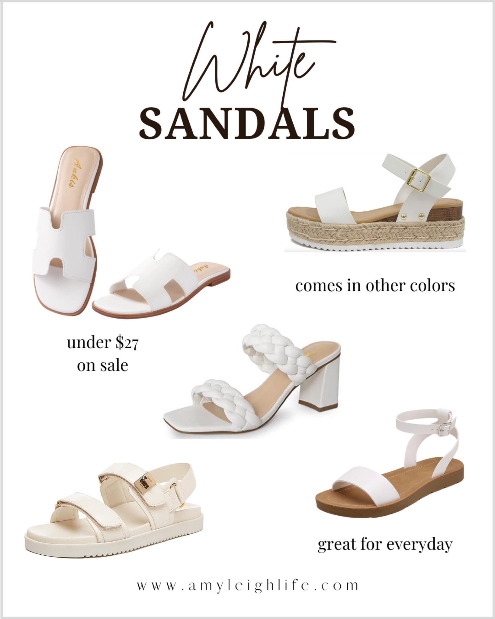 White sandal finds from Amazon. 

sandals, sandals 2024, sandals amazon, amazon sandals, nude sandals, platform sandals, slide sandals, summer sandals, strappy sandals, ankle strap sandals, amazon summer sandals, brown sandals, beige sandals, beach sandals, chunky sandals, flat sandals, pink sandals, cute flat sandals, cute casual, cute spring outfits, cute flats, flatform platform sandals, platform, sneaker sandals, beach slides, flat sandals, neon outfits, white sandals, white slides, summer trends, white sandals amazon, summer outfit, amazon essentials, braided flats, braided slides, braided sandals, white braided flats, platform sandals, platform heels, platform slides, wedges, wedge sandals, chunky sandals, dress sandals, pool slides, pool sandals, pool shoes, amazon finds, sandals for summer, sandals for pool, sandals for beach, sandals beach, black sandals, black slide sandals, brown sandals, brown slide sandals, comfortable sandals, dress sandals, spring sandals, spring sandals amazon, nude sandals, nude braided sandals, women’s sandals, sandals women, summer 2024, spring 2024, white sandals amazon, white slide sandals, 

#amyleighlife
#sandals

Prices can change  

#LTKSeasonal #LTKshoecrush #LTKsalealert