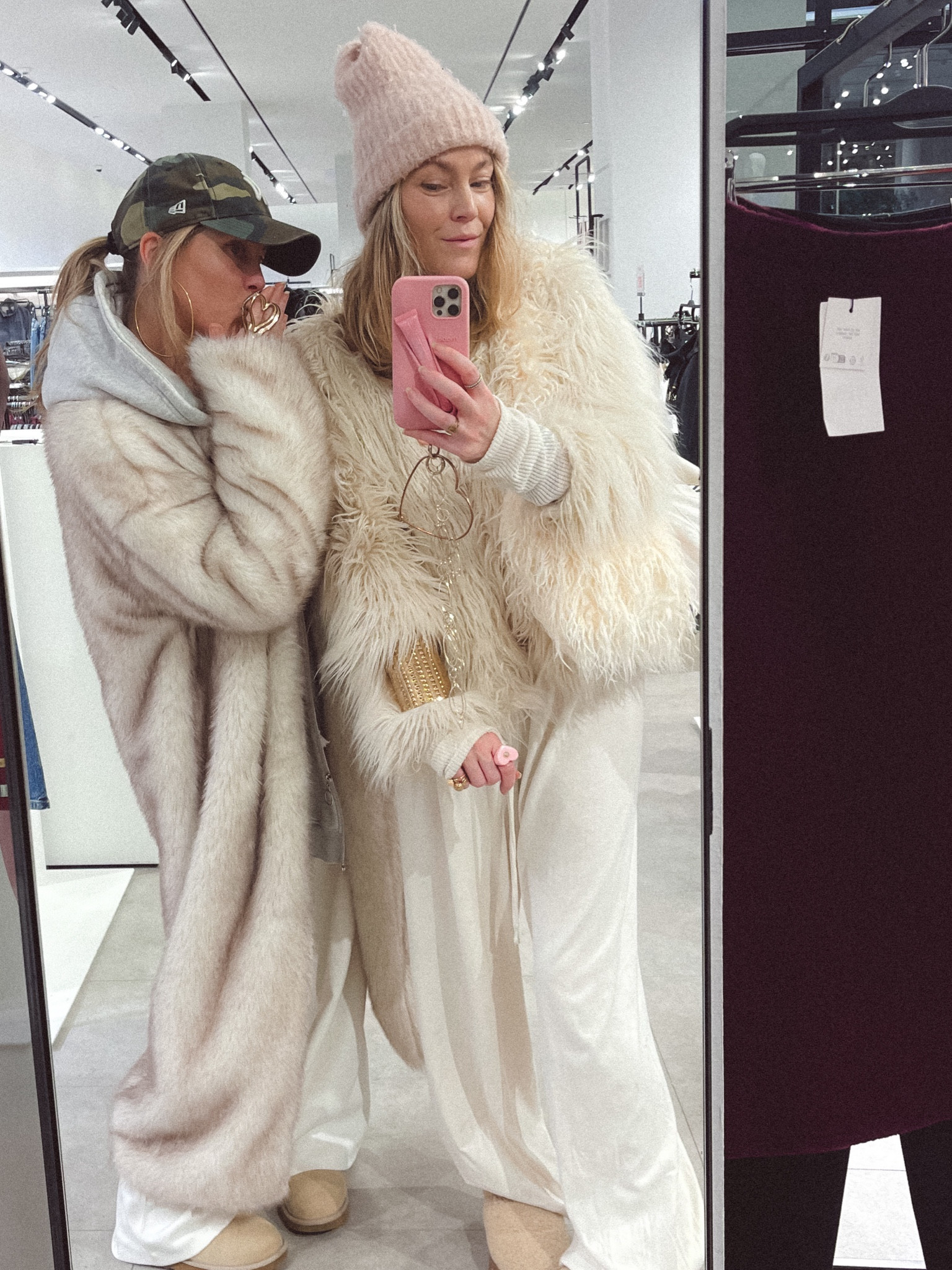 My outfit bestie and twinnie ❤️ forever faux fur coats mood until miss sunshine will be there 💛💛 pre spring perfect fits! also linking a similar big oversized pants style we love to wear during pre spring spring and summer;)!!
.
our coat cuff is from our brand @prettypiecesbysiss 🎀🎀 xoxo 

#LTKStyleTip #LTKU #LTKNYFW