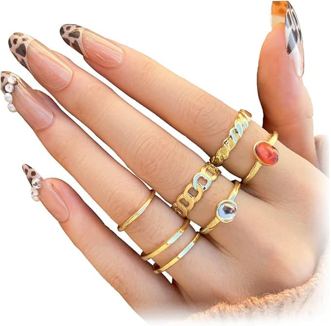 Gold Sliver Knuckle Rings Set - 10 PCS ÌF ME Link Twist Stackable Midi Indie Rings Women Girls B... | Amazon (US)