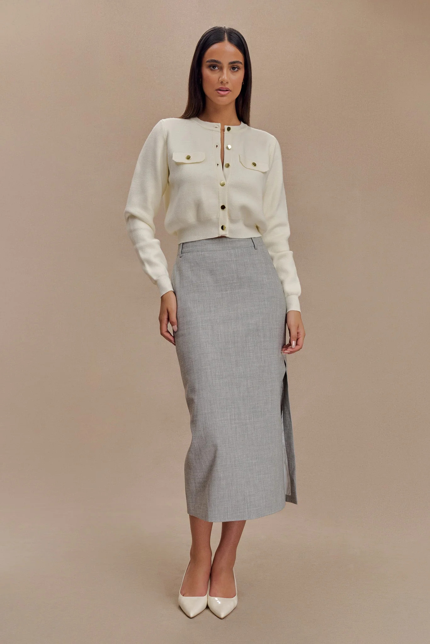 Tabitha Knit Cardigan - Ivory | MESHKI US