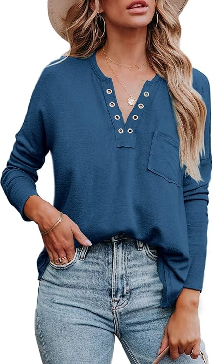 LIYOHON Tunic Tops to Wear with Leggings Oversized T Shirts for Women V Neck Long Sleeve Fall Swe... | Amazon (US)