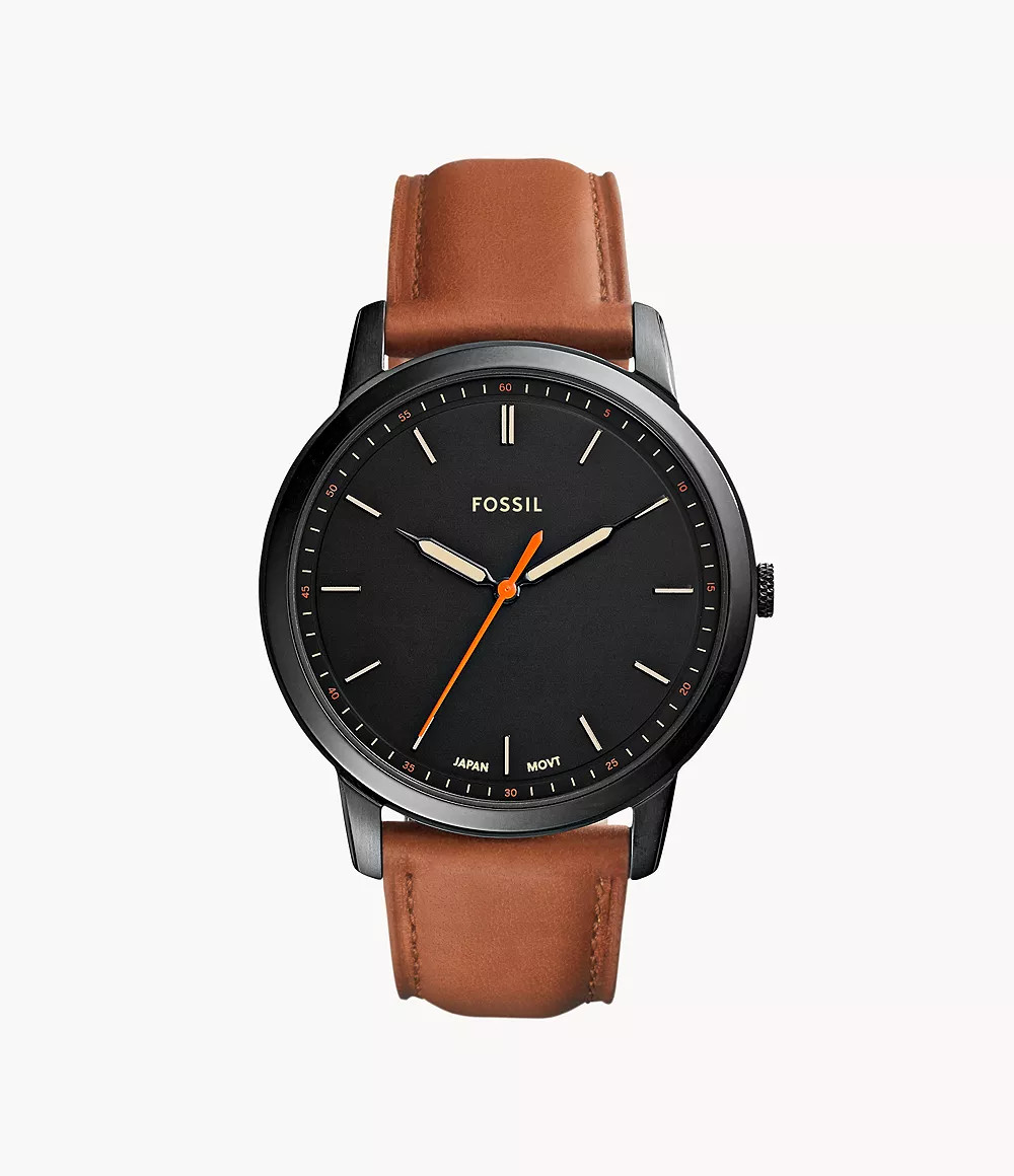 Minimalist Slim Three-Hand Light Brown Leather Watch | Fossil (US)