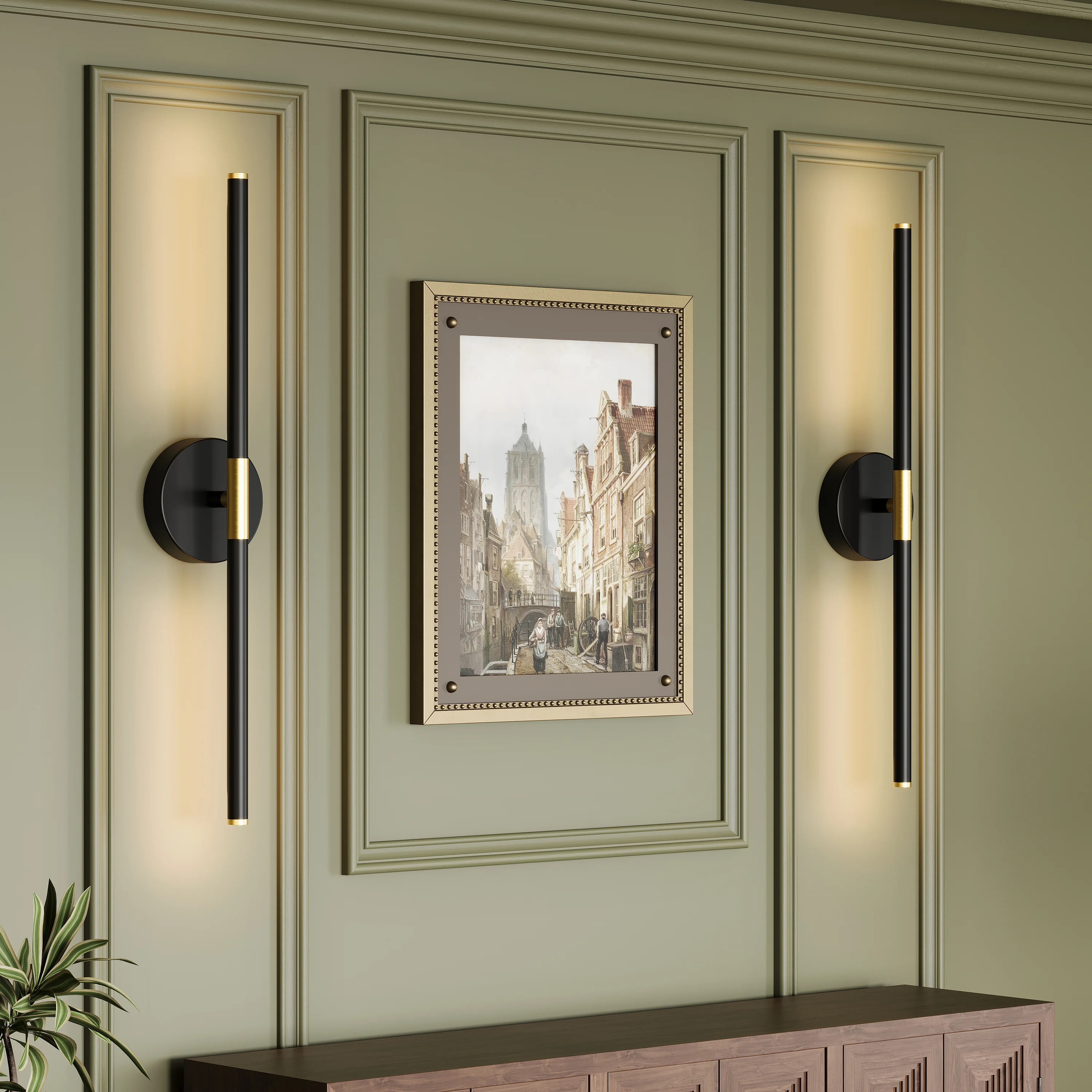 Battery Operated Wall Sconces with Remote Control, 24'' LED Flush Mounted Sconces | Wayfair North America