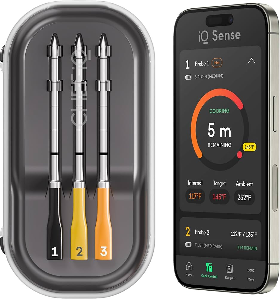 CHEF iQ Sense | Smart Wireless Meat Thermometer | 3 Ultra-Thin Probes | WiFi Unlimited Range | 10... | Amazon (US)