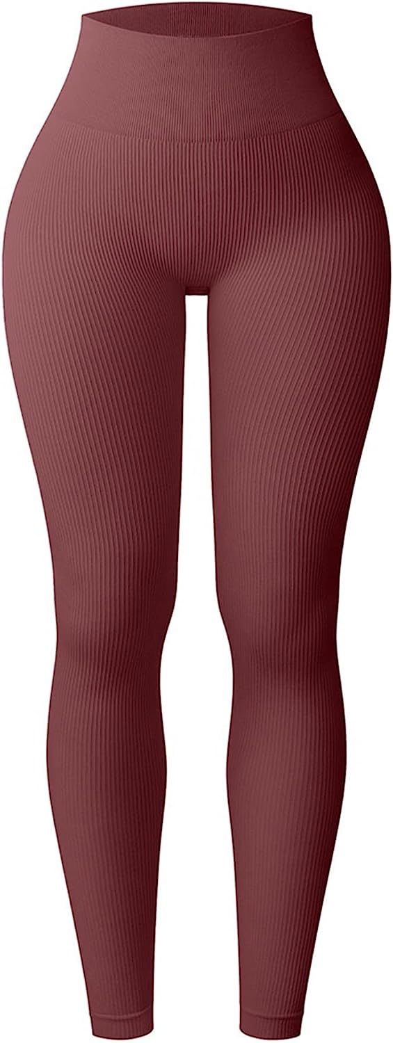 SeeLuNa Womens Ribble Seamless Yoga Leggings Knit High Waist Fitness Athletic Workout Running Boo... | Amazon (US)