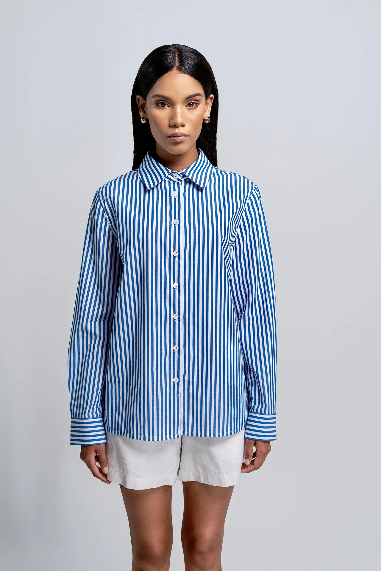 Petite Riviera Stripe Cotton Shirt | Women's Petite Shirt | Etela Petite
