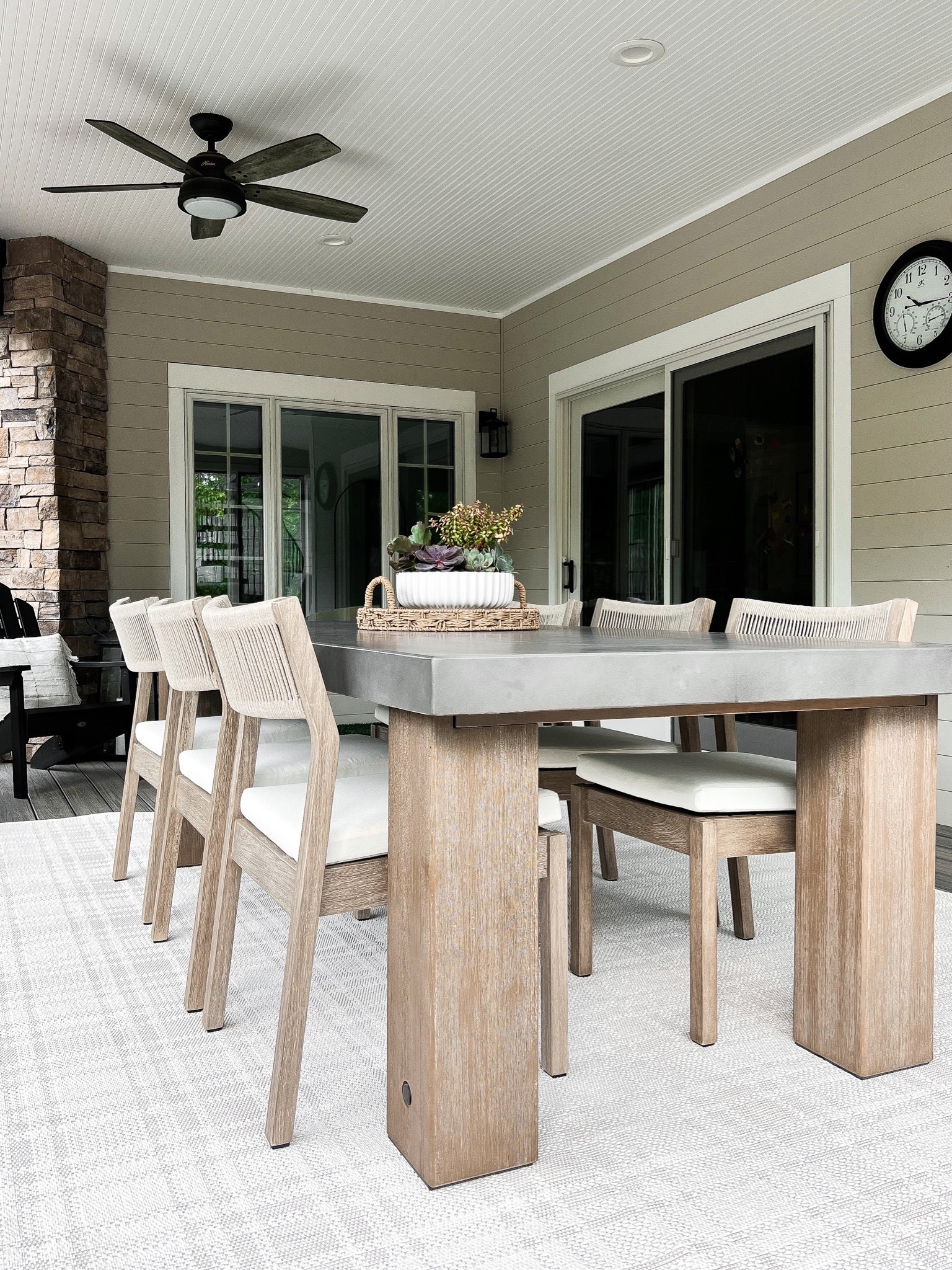We love our outdoor dining area! We have Sven h that we can pull up to allow for more seating. Our chairs and table have held up so well! The seat cushions are outdoor and washable! The checker rug was the perfect t addition this year! 

#LTKstyletip #LTKhome #LTKFind