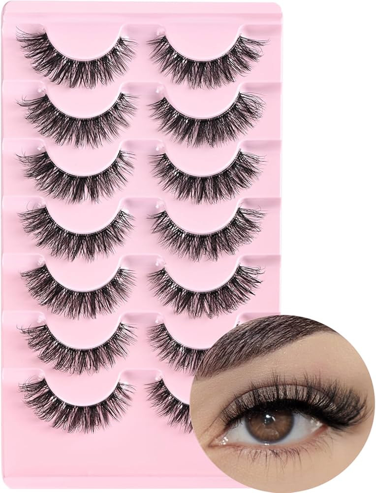 FARRED Cat Eye Lashes Natural Eyelashes Short Wispy Lash Strips Volume False Eyelash Cateye Mediu... | Amazon (US)