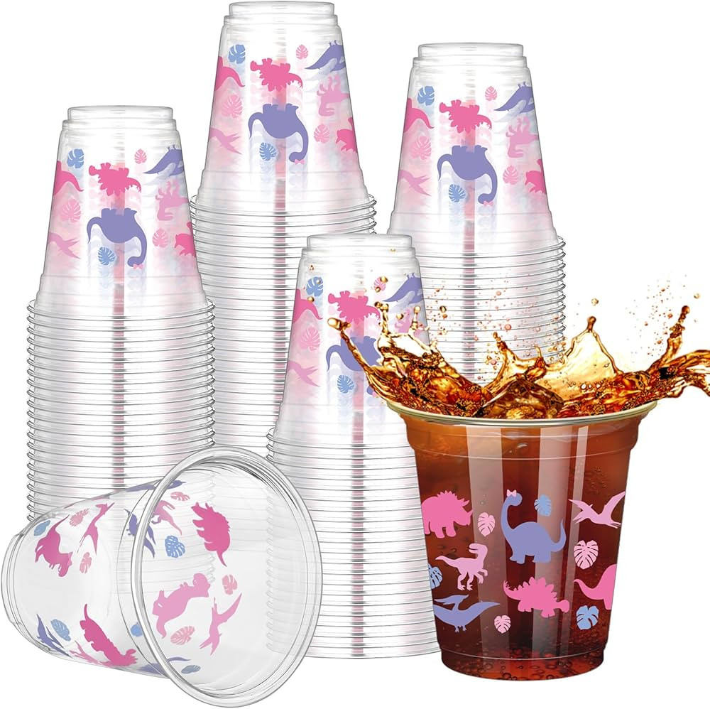 50 Pcs Dinosaur Cups 12 oz Dinosaur Disposable Plastic Cups Dino Theme Tumbler Cups for Kids Girl... | Amazon (US)