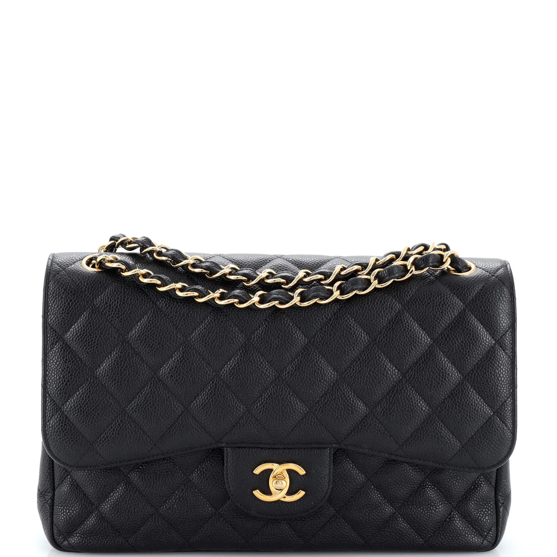 CHANEL Classic Double Flap Bag Quilted Caviar Jumbo | Rebag