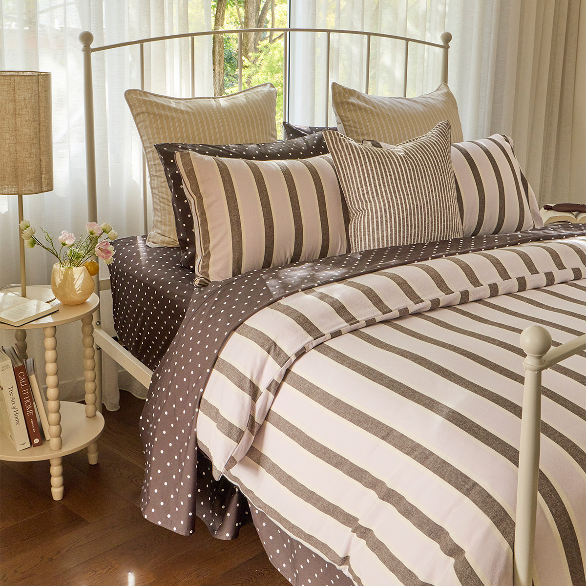 Ziggy Chocolate and Lilac Stripe Quilt Cover Set [HABBZSQCS26] | Pillow Talk AU