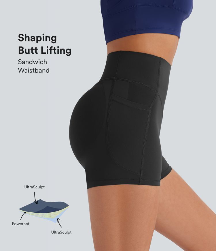 Women’s SoCinched High Waisted Butt Lifting Tummy Control Side Pocket Shaping Workout UltraScul... | HALARA