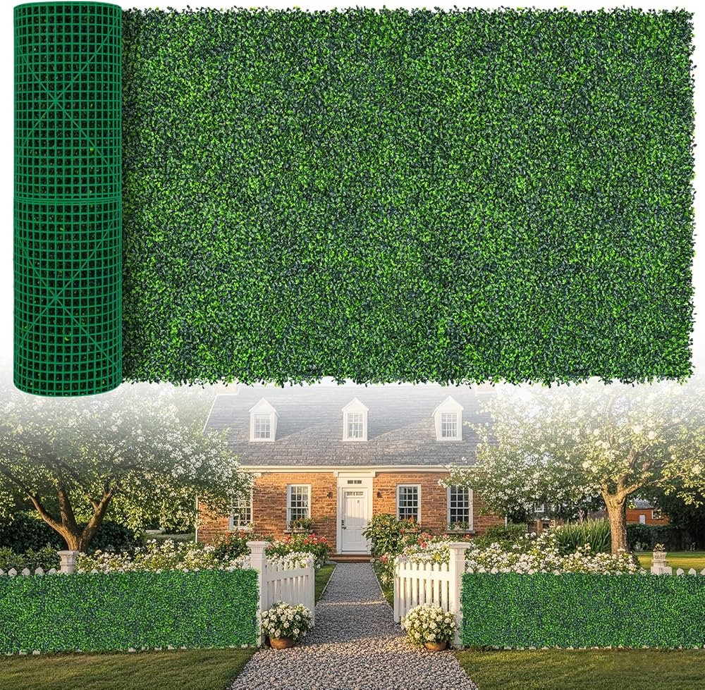 Artificial Boxwood Roll,40x120 in(33.3 sqft) UV-Anti Faux Ivy Grass Wall Backdrop for Balcony Pri... | Amazon (US)