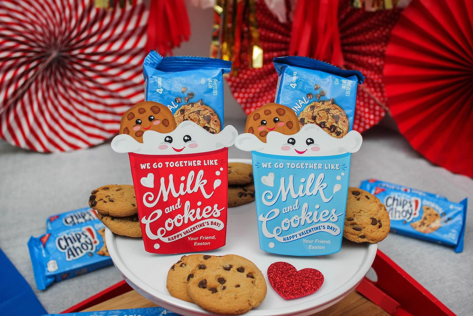 Cookies and Milk Kids Valentine Printables - For Chips Ahoy cookies, kids valentine, school valen... | Etsy (US)