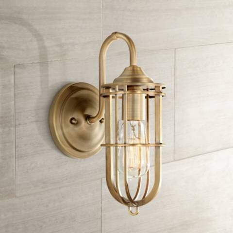 Urban Renewal 12 1/4" High Dark Antique Brass Sconce - #3M609 | Lamps Plus | Lamps Plus