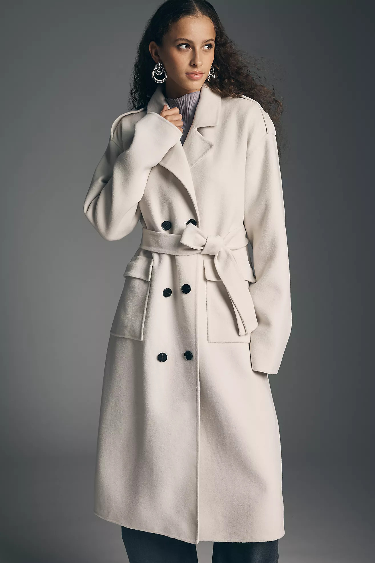By Anthropologie Double Breasted Wool Blend Trench Coat | Anthropologie (US)