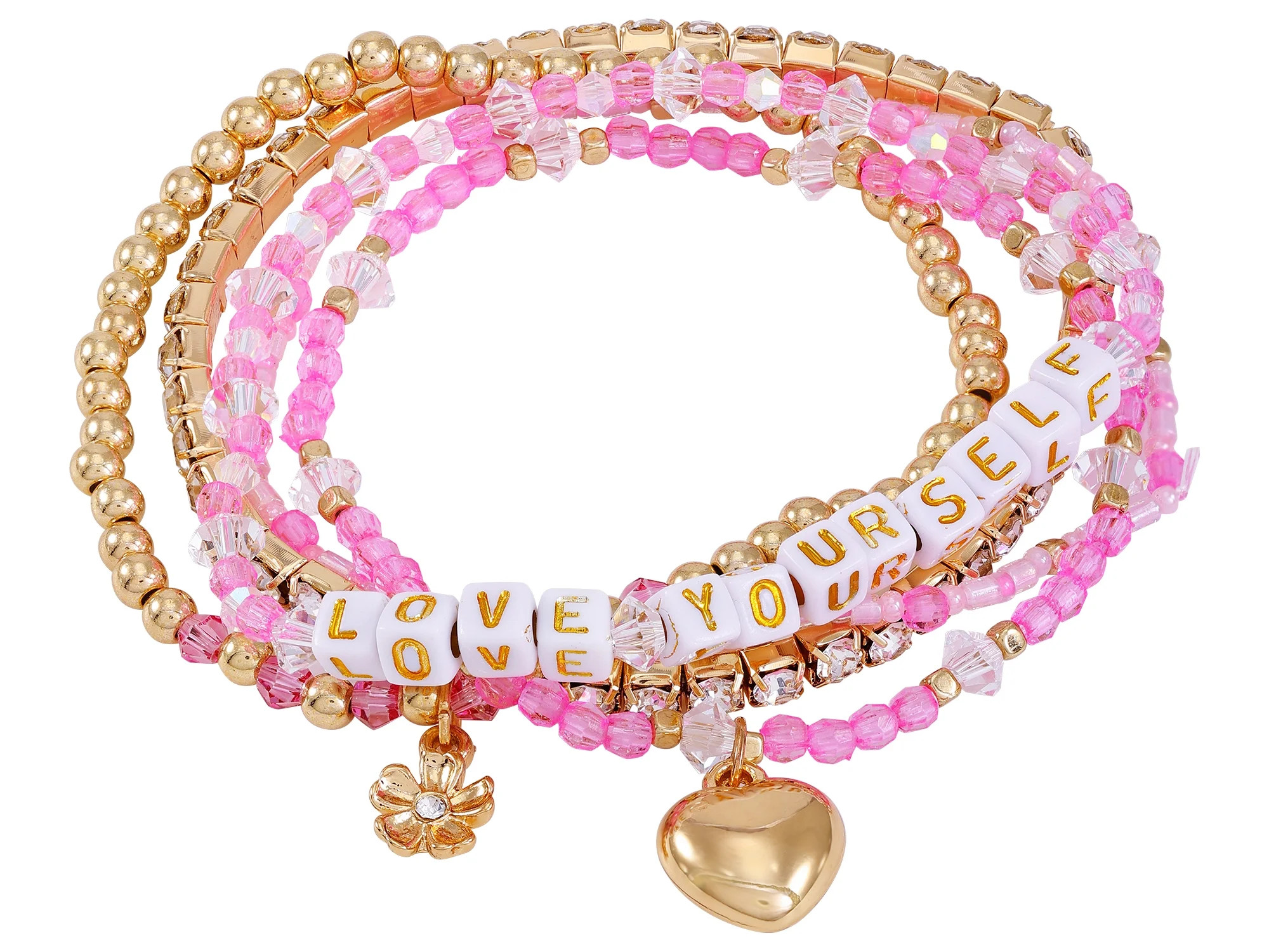 No Boundaries Beaded Women's and Teen 5pc Word Stretch Bracelet Set | Walmart (US)