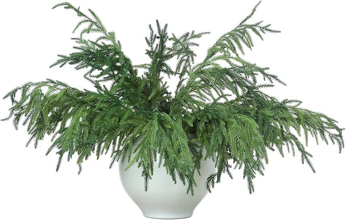 Jutom 12 Pcs 30 Inch Christmas Norfolk Pine Branches, Lifelike Bendable Non-Shedding Greenery Ste... | Amazon (US)