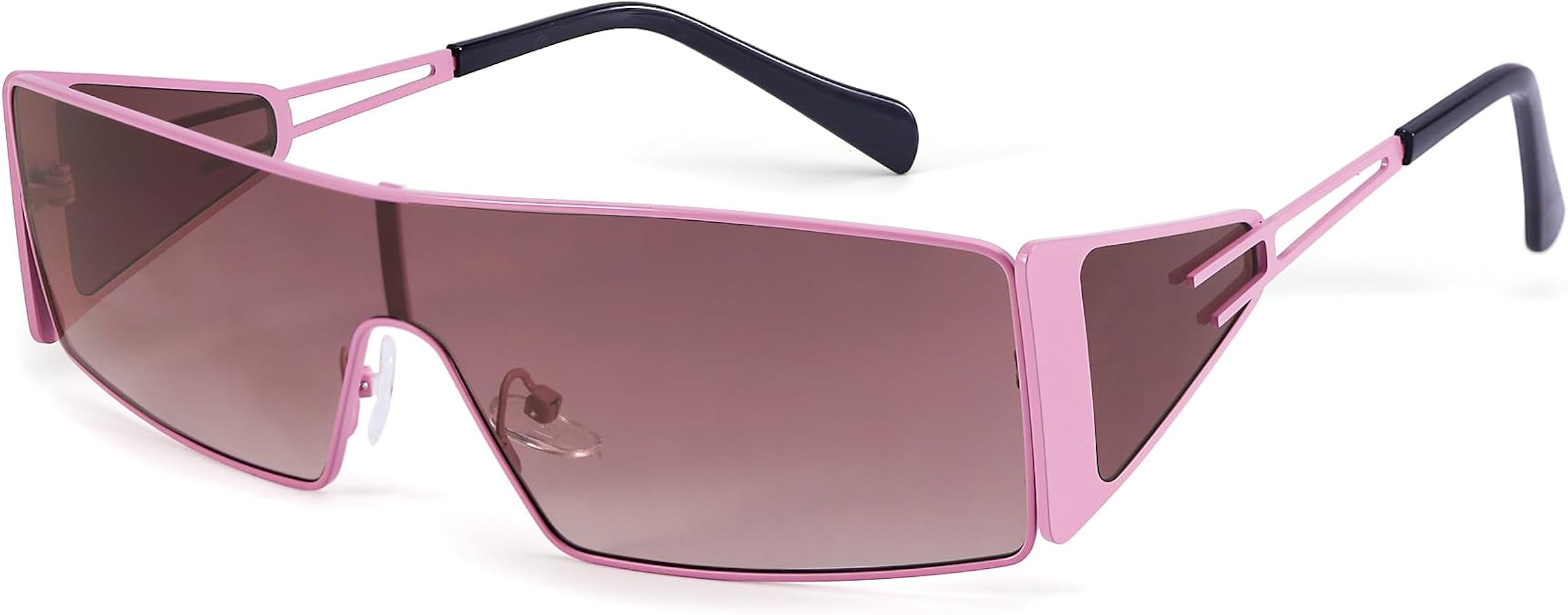 FancyPink Y2K Sunglasses for Women- Retro Rectangular Wrap Around Eyewear-2000S Non-polarized Met... | Amazon (US)