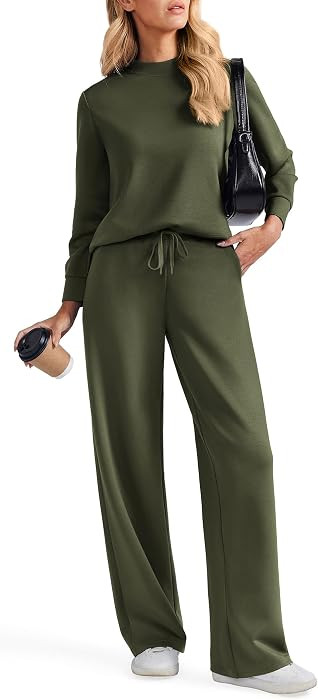 PINSPARK 2 Piece Sets for Women Wide Leg Pants Mock Neck Sweatsuits 2026 | Amazon (US)