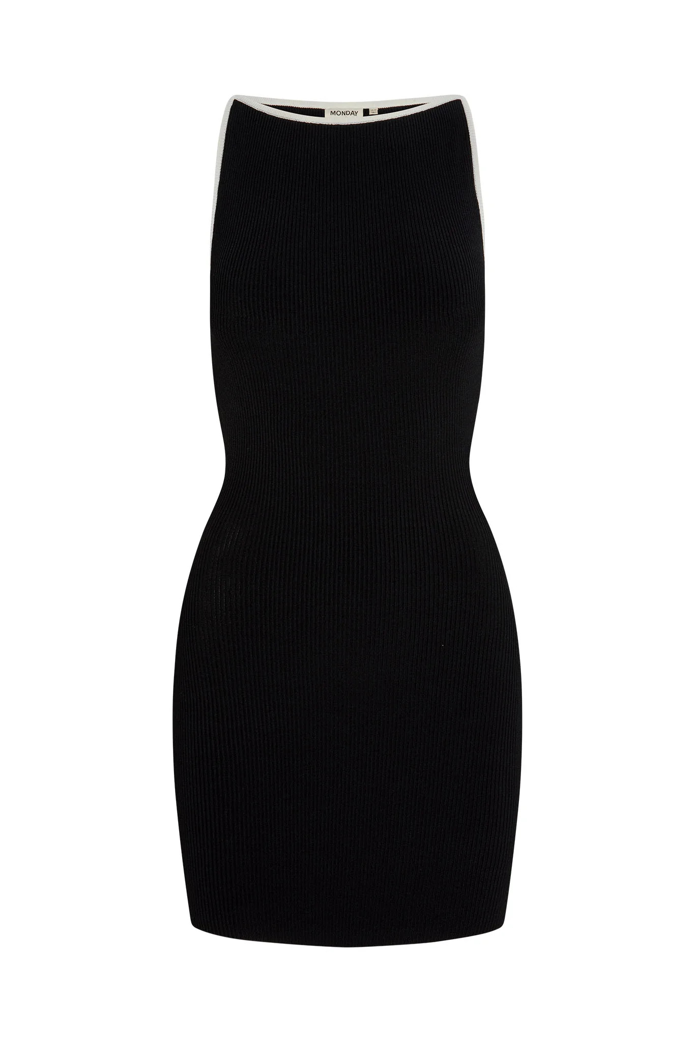 Camerelle Dress - Black/Ivory Knit Rib | Monday Swimwear