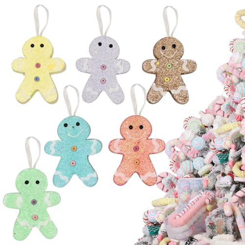 LANGXUN 6pcs Gingerbread Man Candy Land 2025 Xmas Party Suppiles Decoration, Hanging Candy Cane Christmas Tree Décor, Christmas Decorative Hanging Ornaments Crafts | Amazon (US)