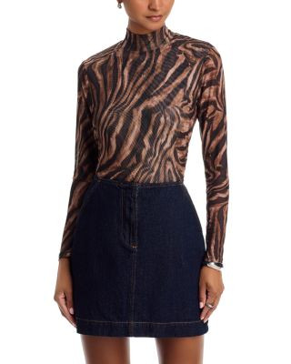 Aqua Animal Print Mesh Long Sleeve Top - Exclusive | Bloomingdale's (US)