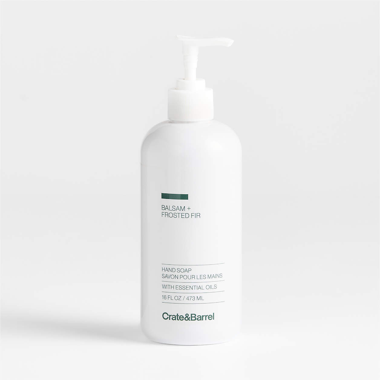 Balsam + Frosted Fir 16-Oz. Hand Soap + Reviews | Crate & Barrel | Crate & Barrel