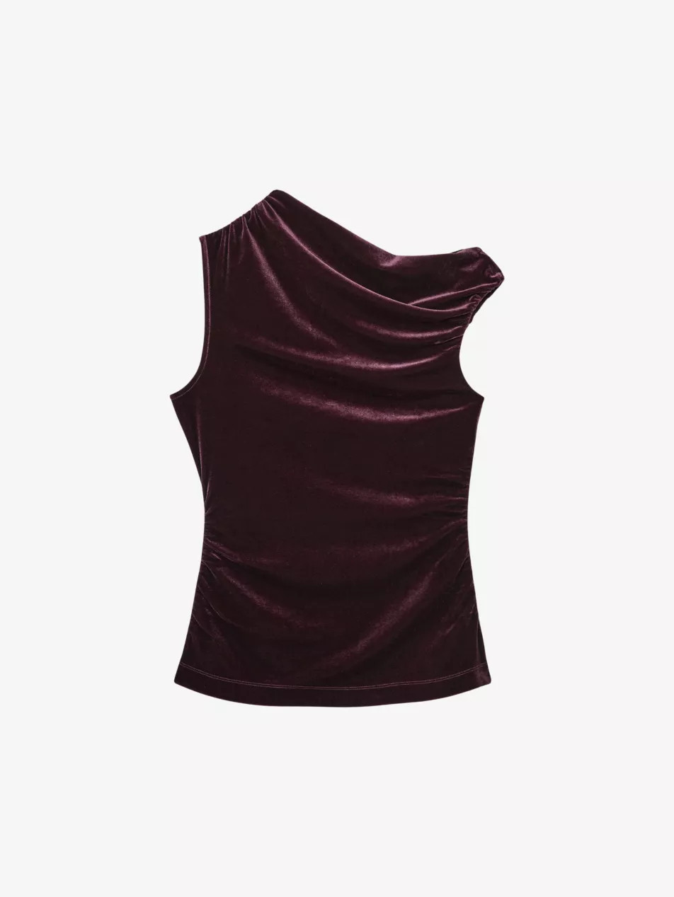 Dylan drape off-shoulder velvet top | Selfridges